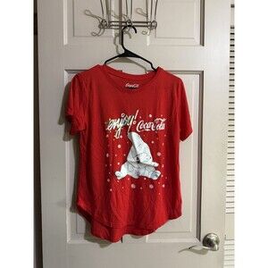 Girls Holiday Coca Cola T-shirt Red Size Large Polar Bears